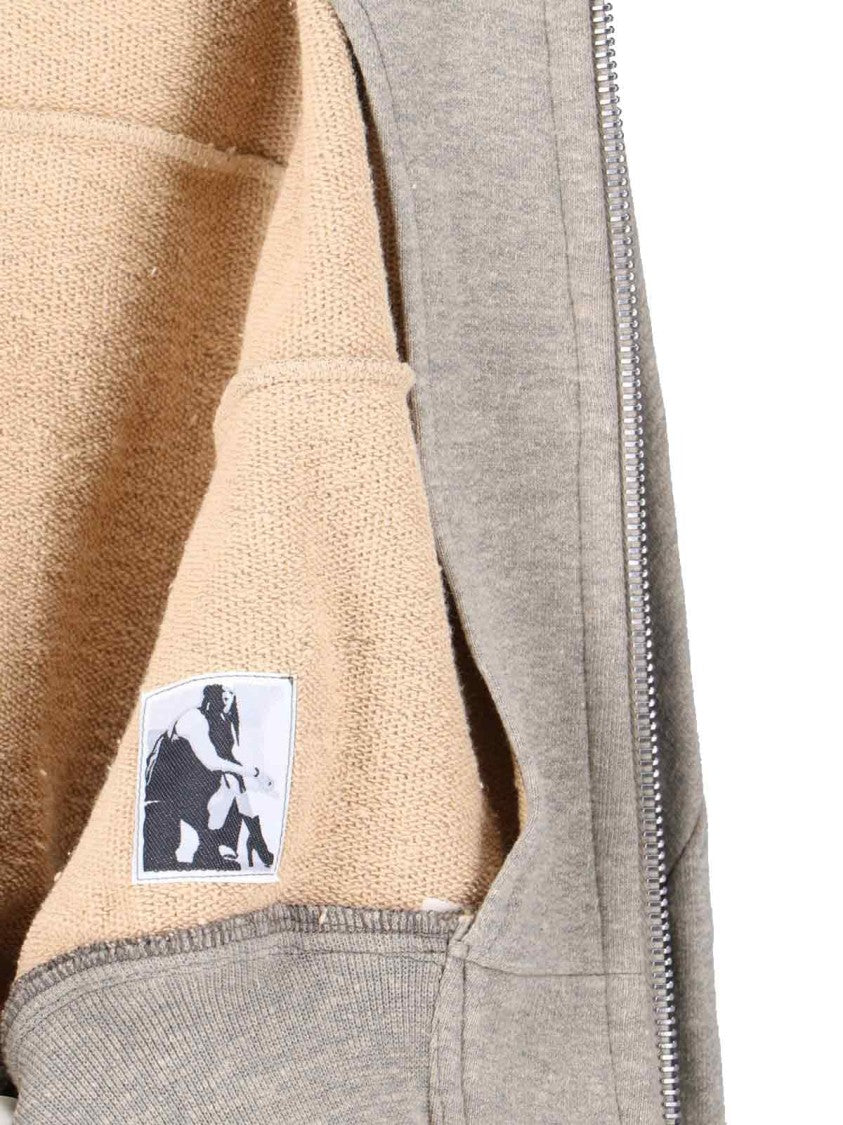 Drkshdw By Rick Owens Grey Cotton Blend "Collage Gimp" Crop Sweatshirt