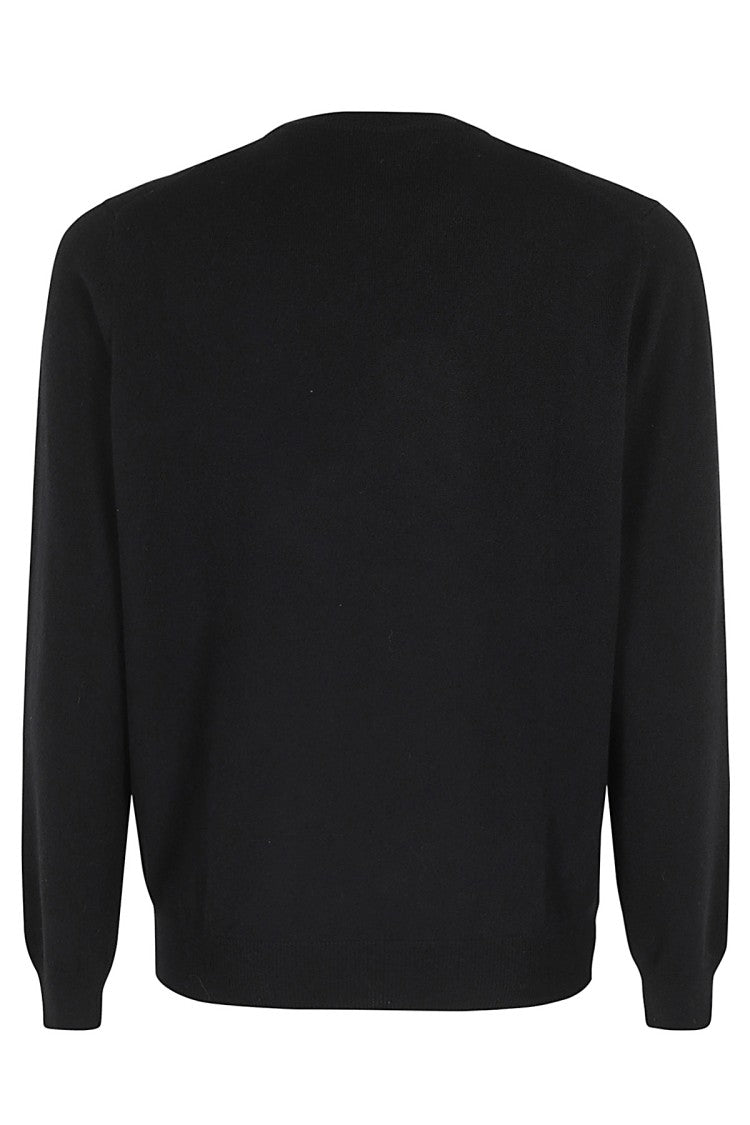 Filippo De Laurentis Classic Black Cashmere Crew Neck Sweater