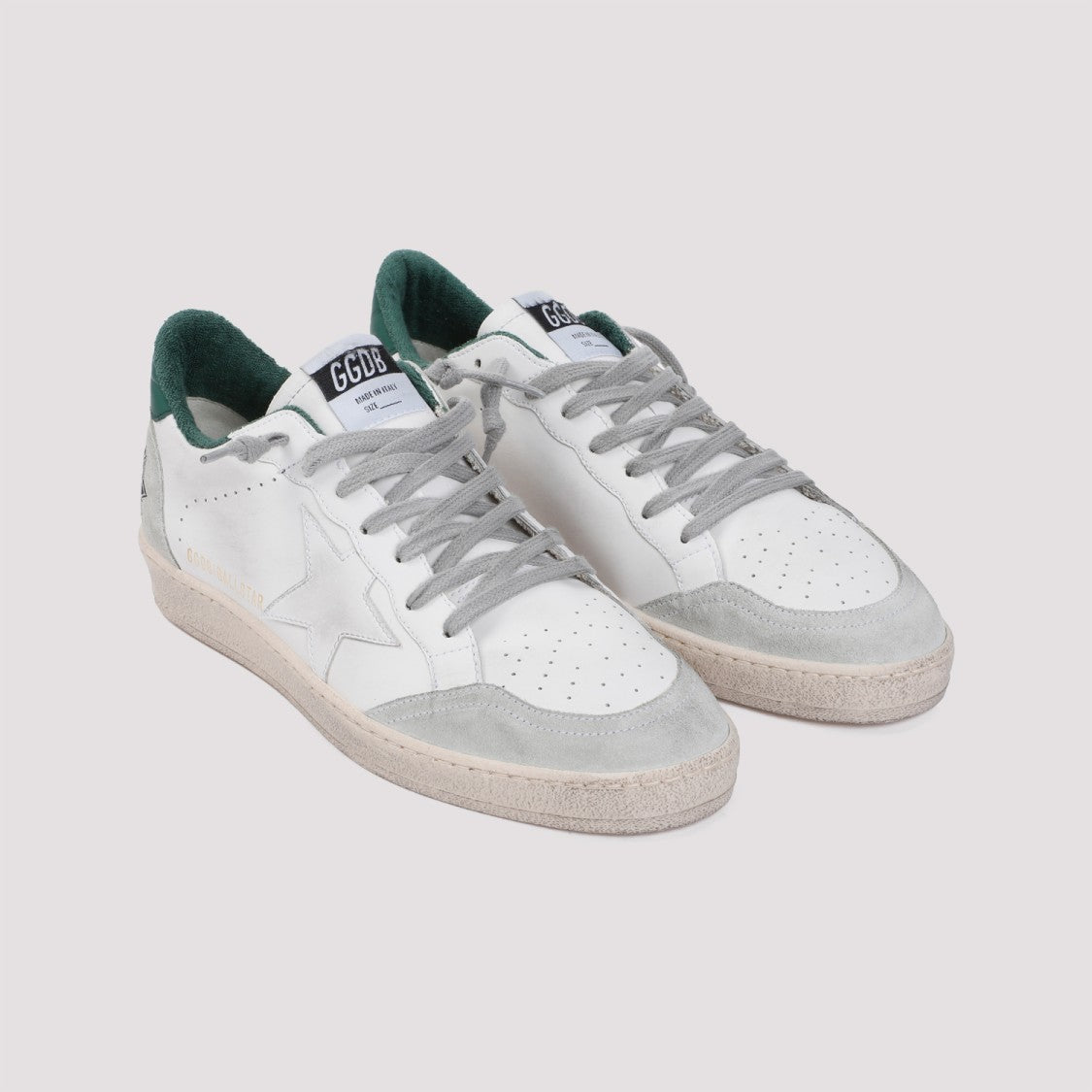 Golden Goose White Cow Leather Vamp Sneakers With Unique Used And Dirty Effect