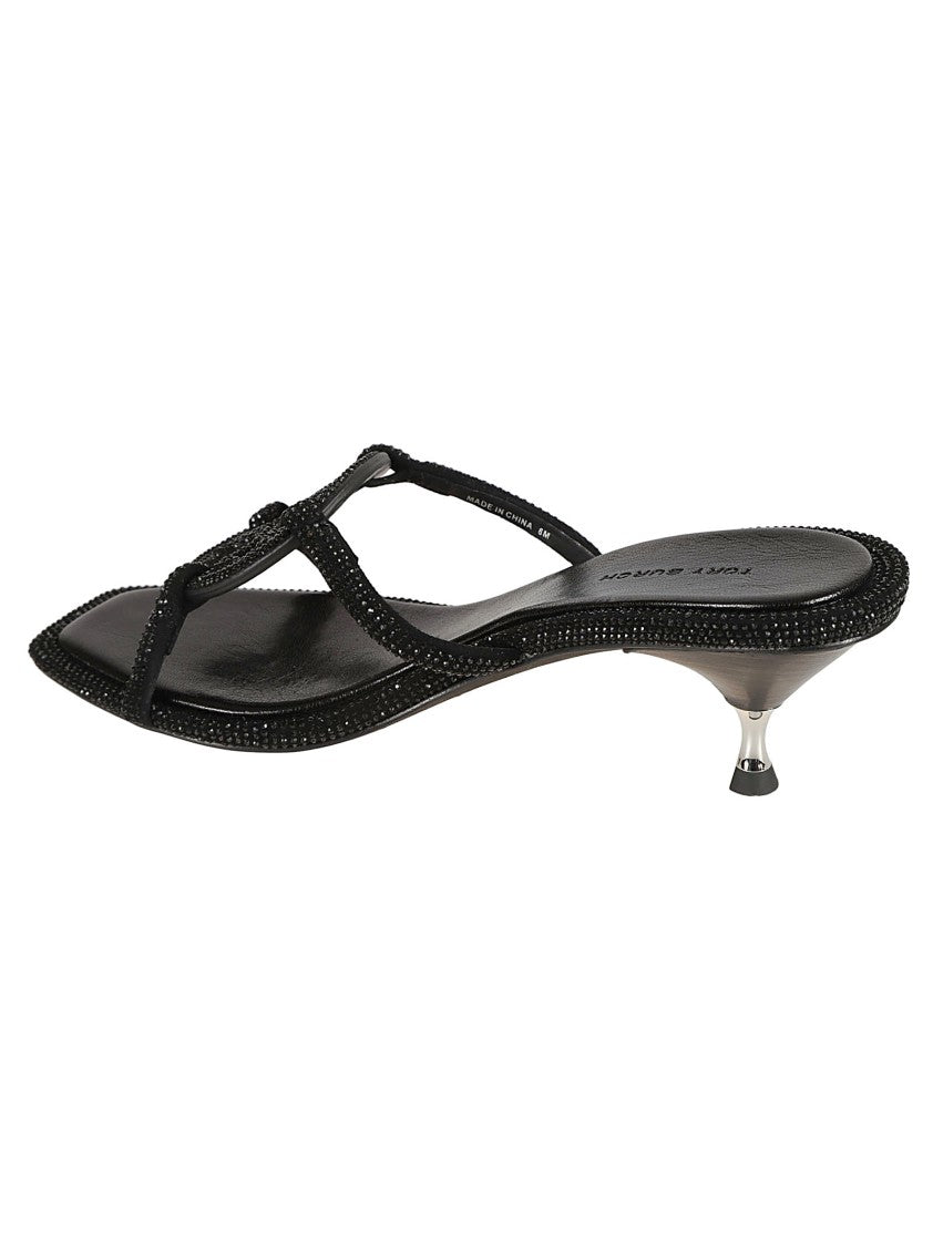Tory Burch Pointed Toe Heeled Sandals With Decorative Embellishment
