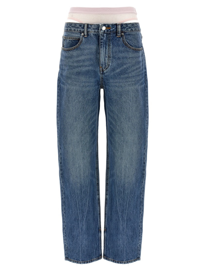 Denim X Alexander Wang Slit Hem Prestyle Hotfix Mesh Undie' Jeans