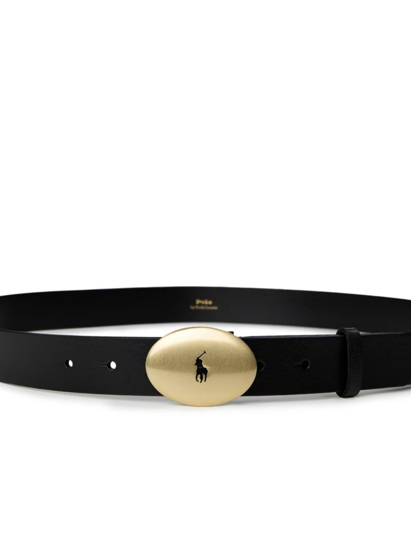 Polo Ralph Lauren Pony Logo Oval Buckle Leather Belt