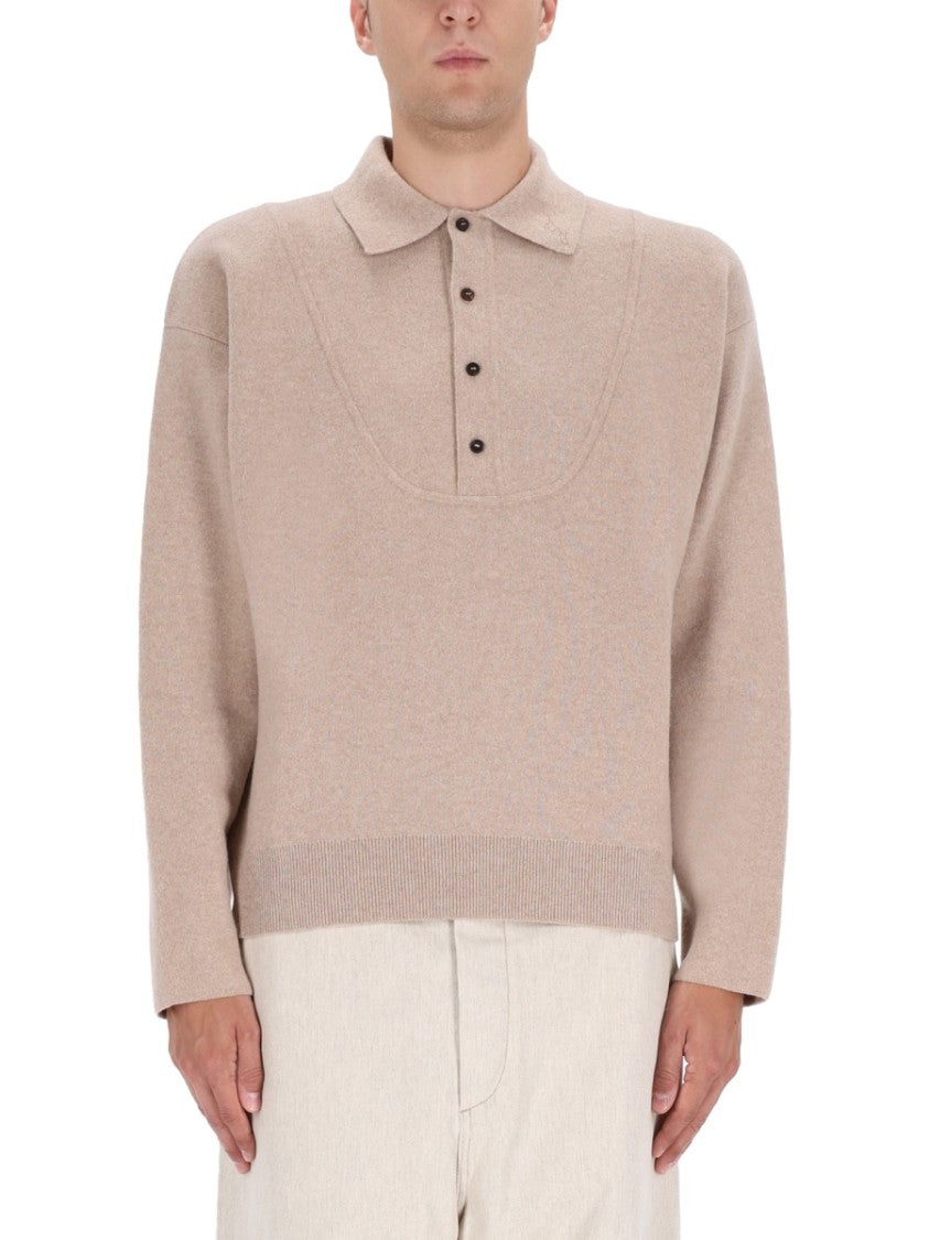 Jacquemus Beige Knit Polo Shirt