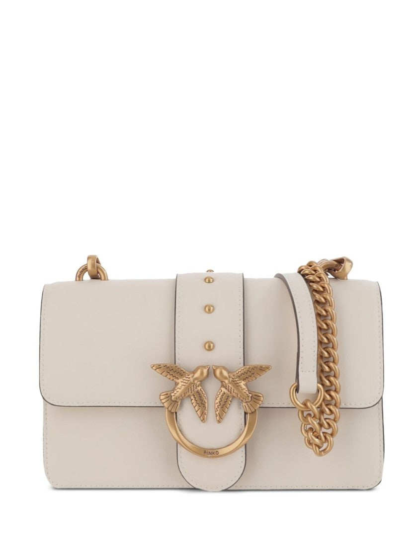 Pinko Structured Flap Closure Shoulder Bag With Gold Emblem
