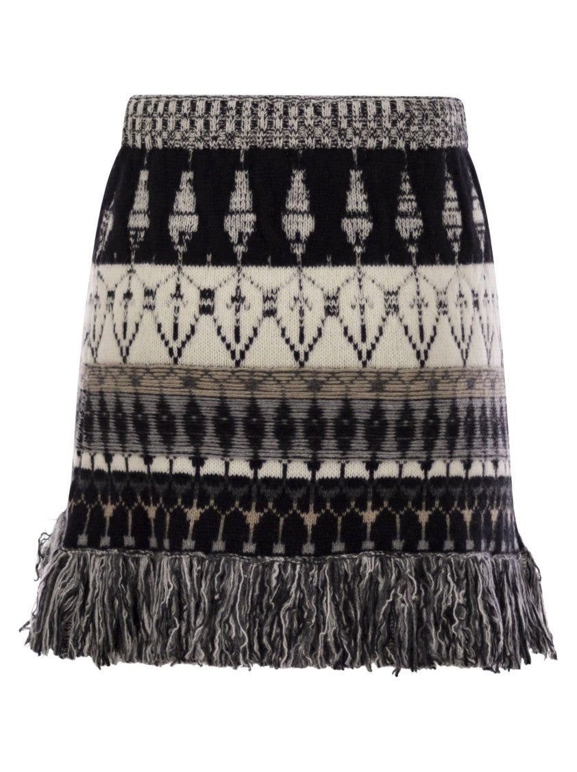 Vanisé Wool And Cashmere Blend Jacquard Skirt