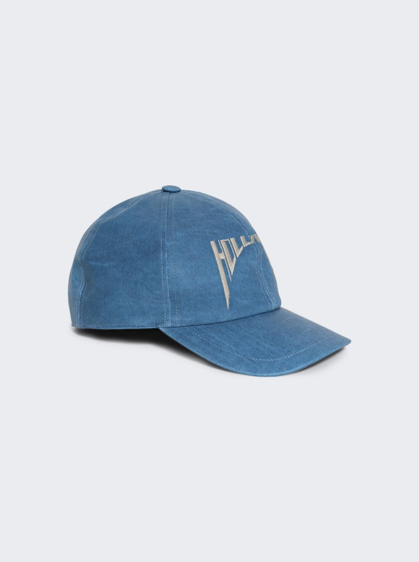 Drkshdw By Rick Owens Embroidered Denim Baseball Cap Toothpaste And Pearl