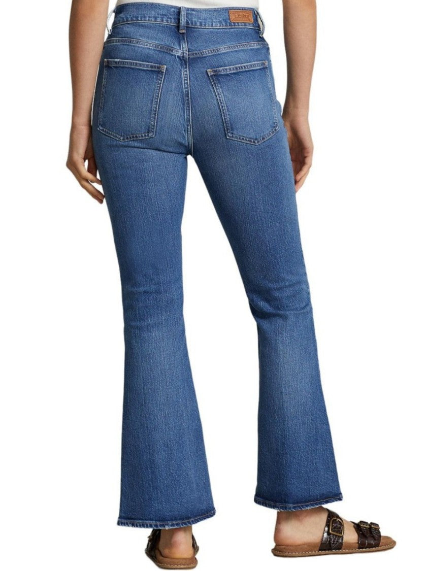 Polo Ralph Lauren High-Waisted Flared Jeans With Cropped Leg And Vintage Wash