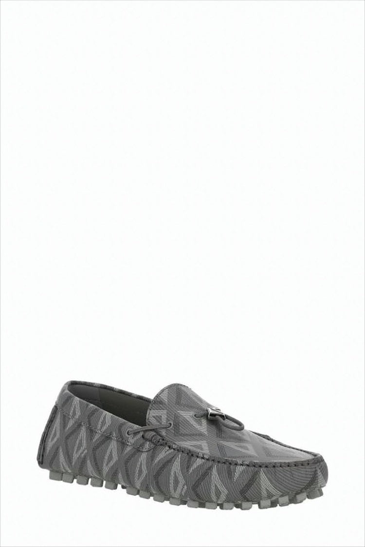 Christian Dior Textured Grey Loafers With Geometric Pattern By Christian Dior