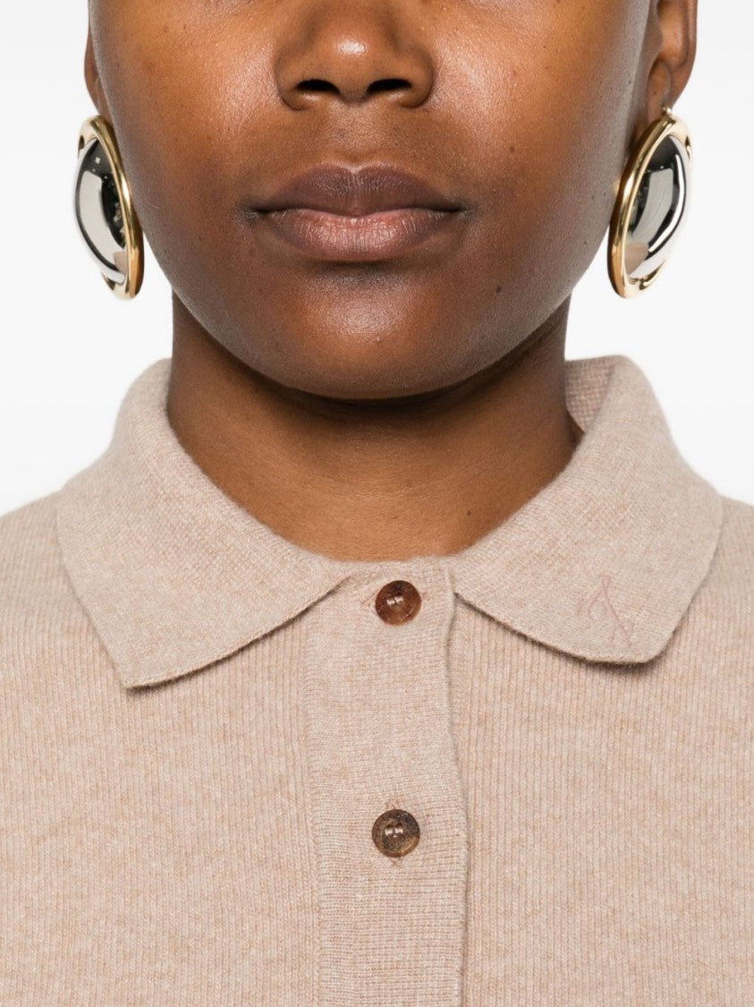 Jacquemus Beige Knit Sweater With Polo Collar