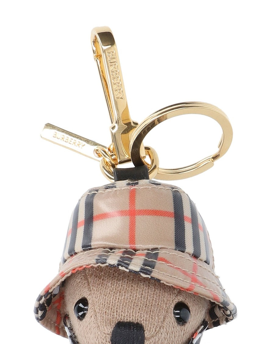 Burberry Beige Minimalist Keychain With Smooth Finish
