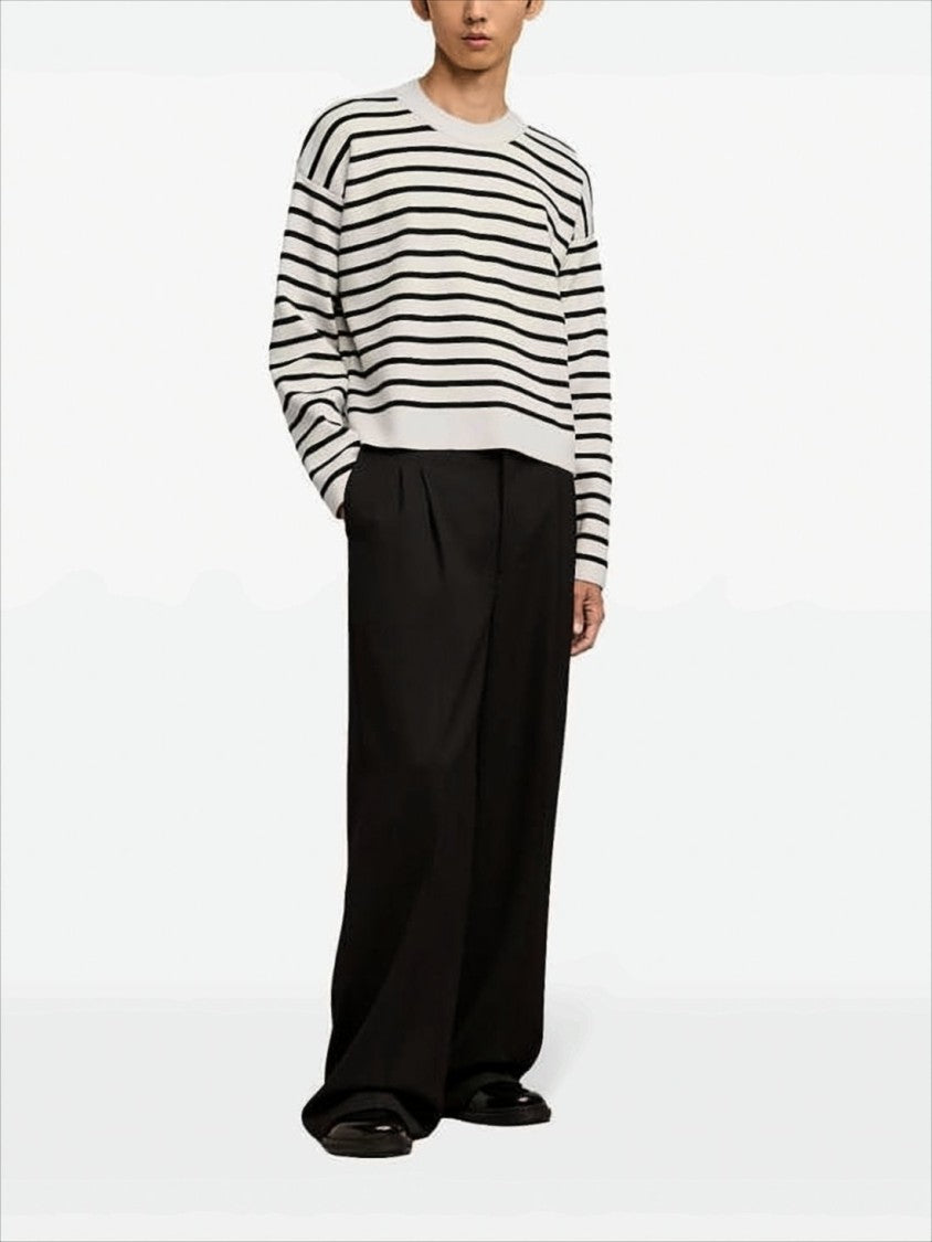 Ami Cropped Sweater With Classic Stripe Pattern