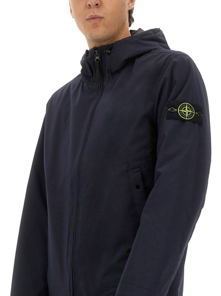 Stone Island Contemporary Hooded Jacket With Distinctive Logo Patch