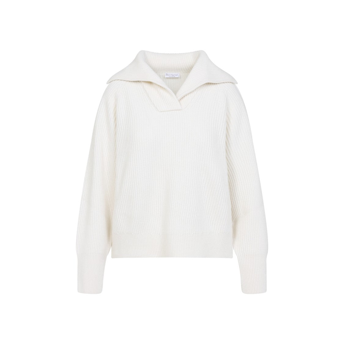 Brunello Cucinelli Wide Collar Ribbed Knit Sweater