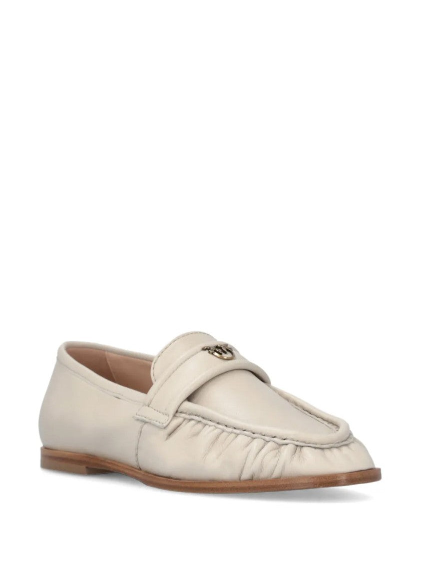 Pinko Beige Leather Loafers