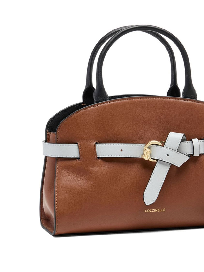 Coccinelle Structured Brown Handbag With Black Accents