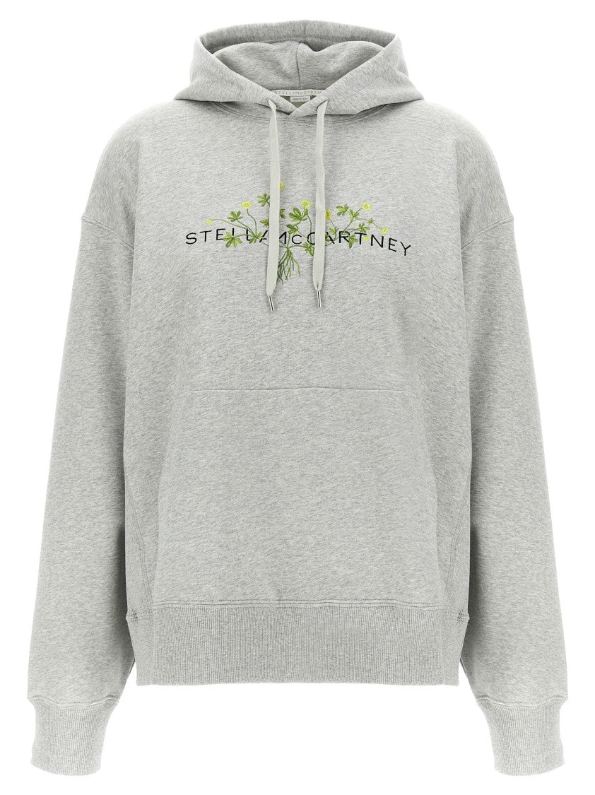 Stella Mccartney Brushed Cotton Hoodie With Front Logo Embroidery