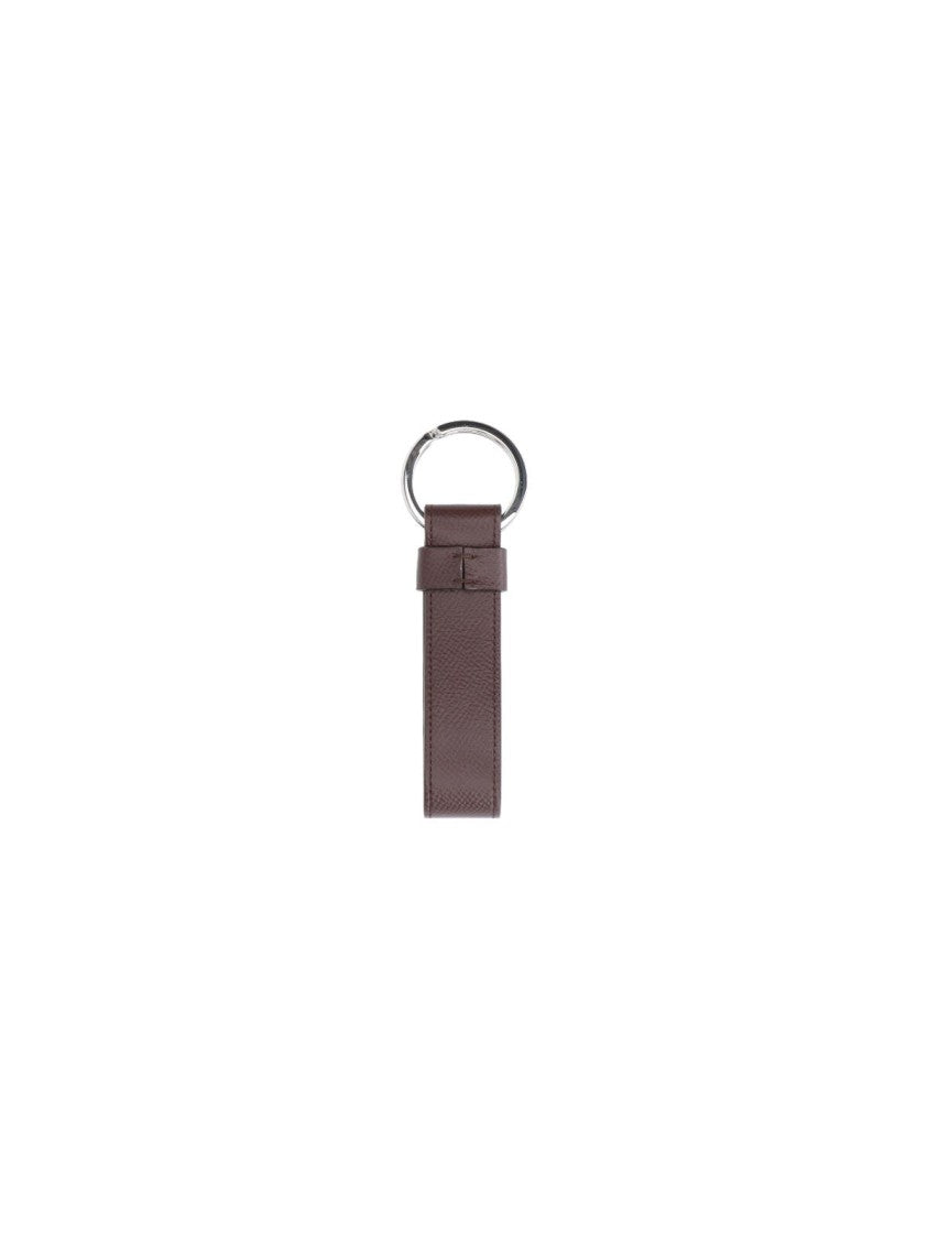 Tod's Brown Leather Keychain With Snake Print