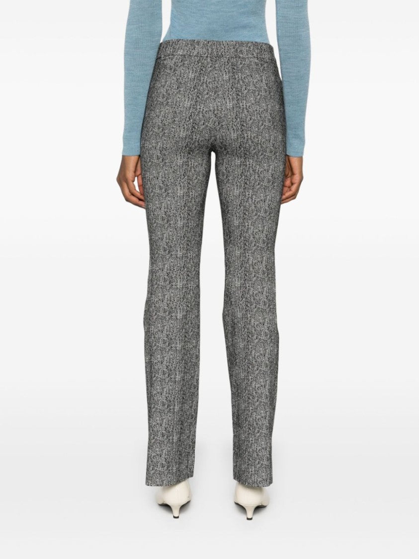 Staud Black/White Kat Herringbone Pattern Bootcut Trousers
