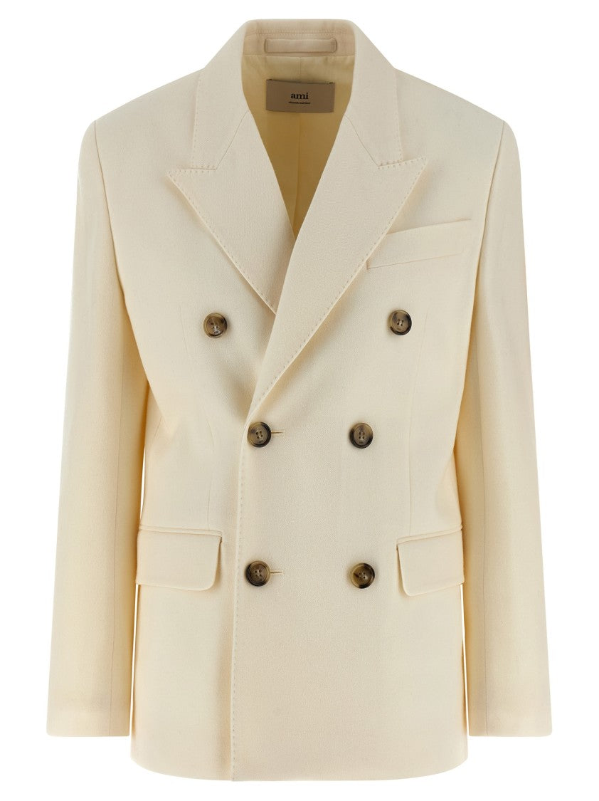 Ami Double-Breasted Wool Blazer With Peak Lapels And Flap Pockets