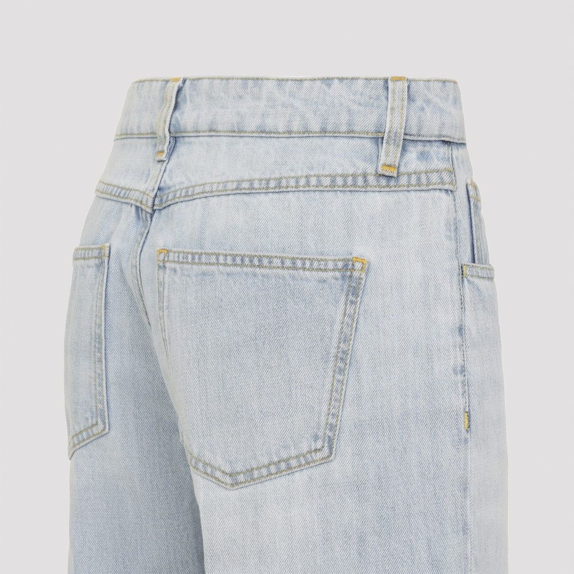 Giambattista Valli Bleached Light Blue Cotton Denim Jeans With Raw-Cut Hems