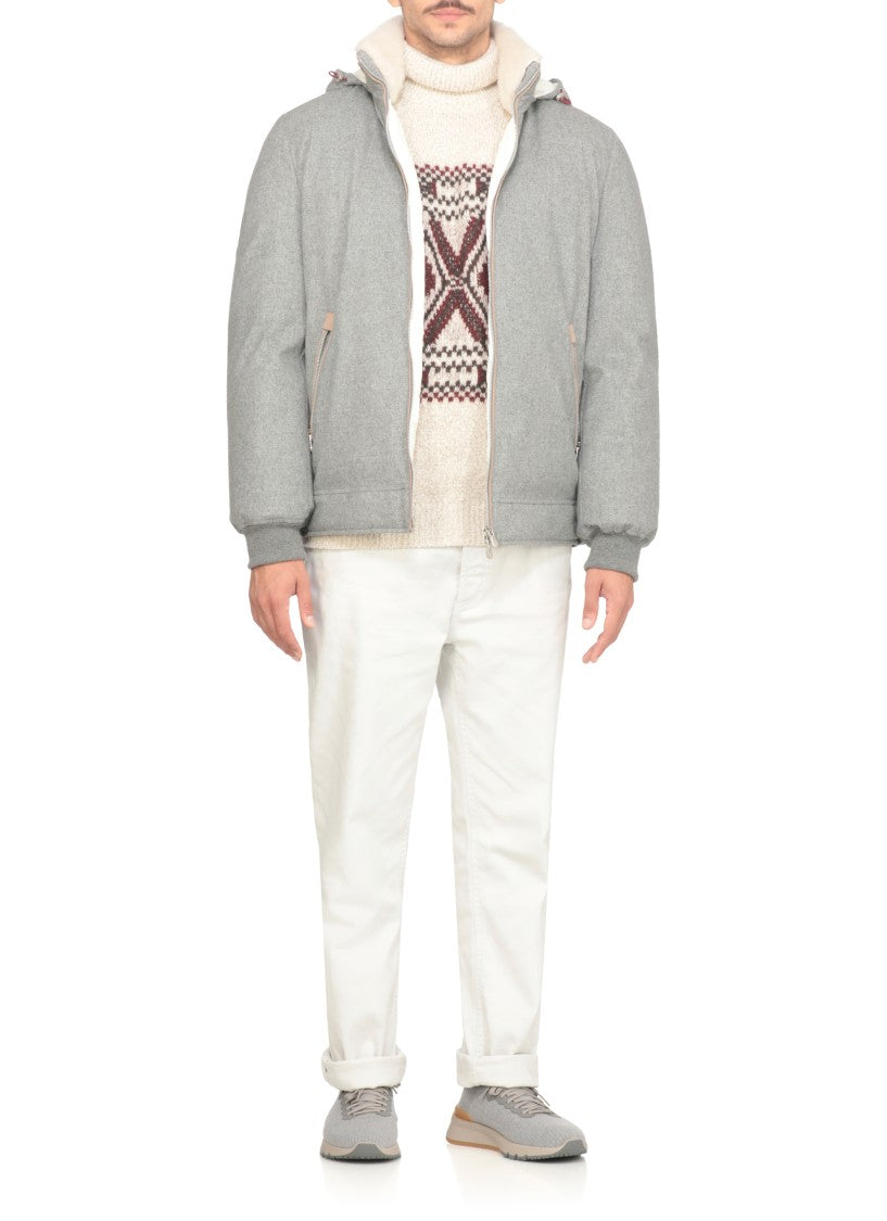 Brunello Cucinelli Wool Knitted Sneakers With Raised Logo