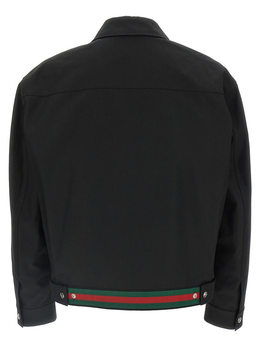 Gucci Black Cotton Jacket With Shirt Collar
