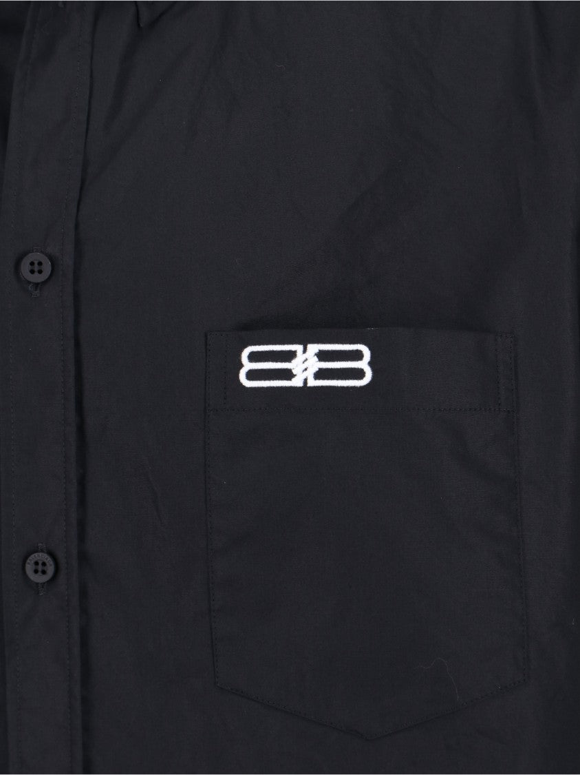 Balenciaga Oversized Black Cotton Short Sleeves Shirt