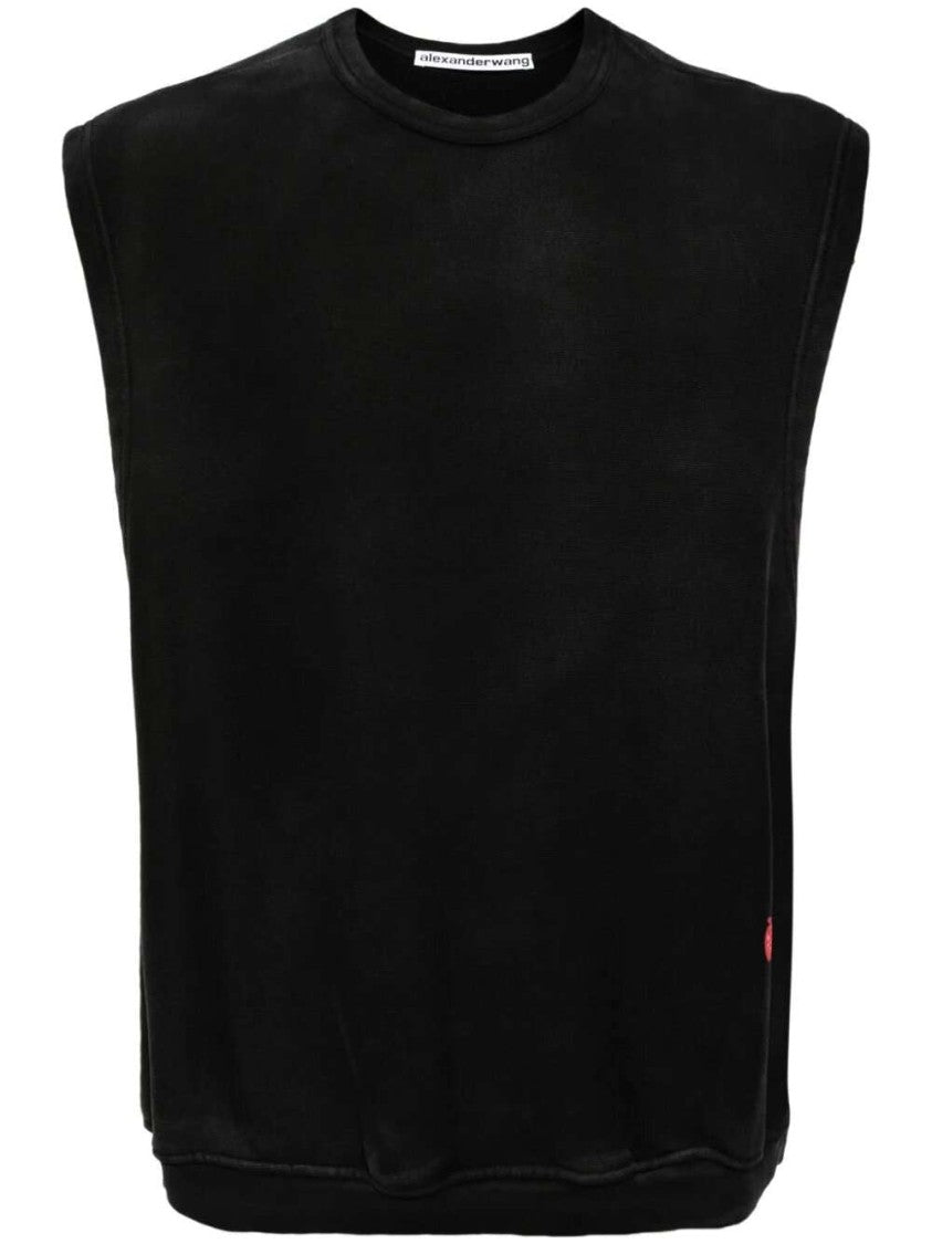 Alexander Wang Logo-Print Sleeveless Cotton Knitwear Jumper