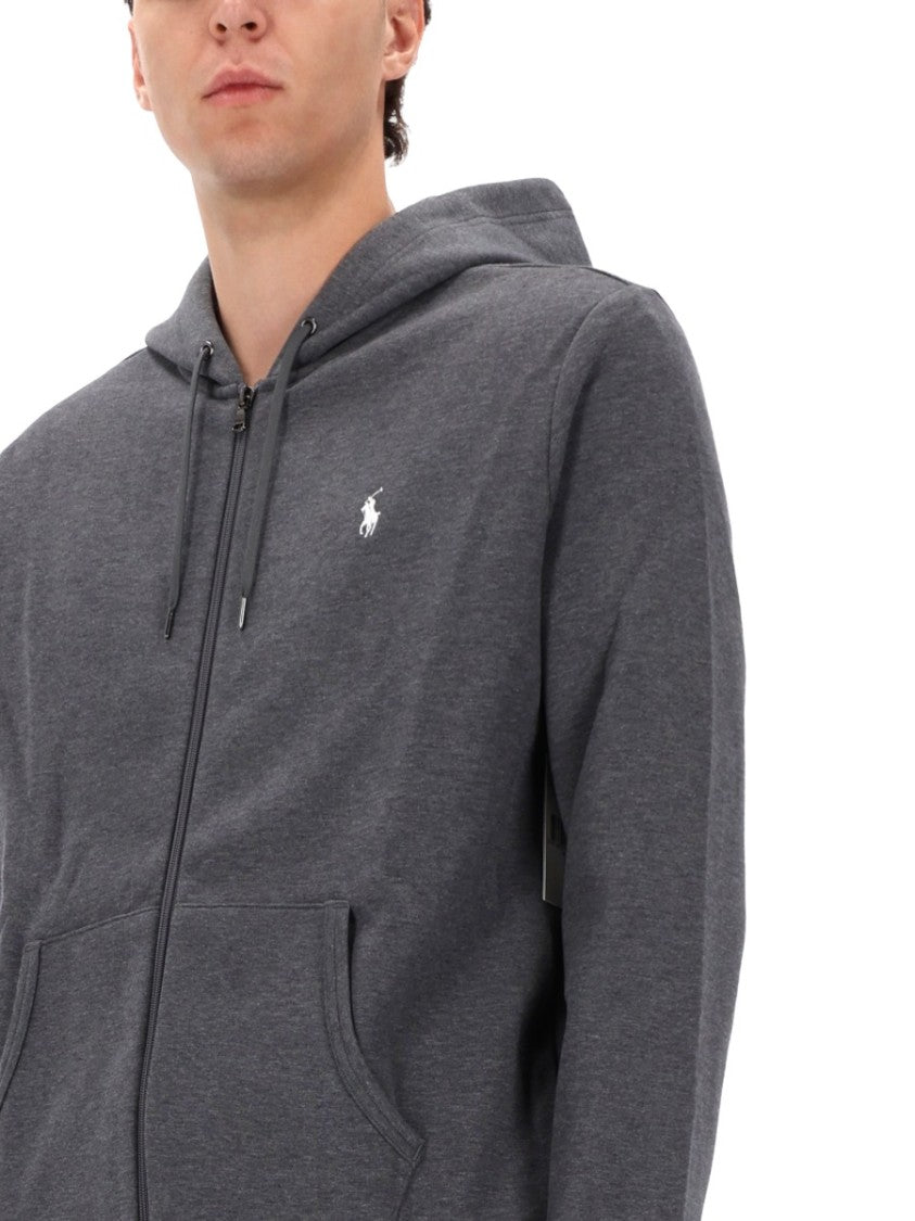 Polo Ralph Lauren Full-Zip Grey Hoodie With Ribbed Hem