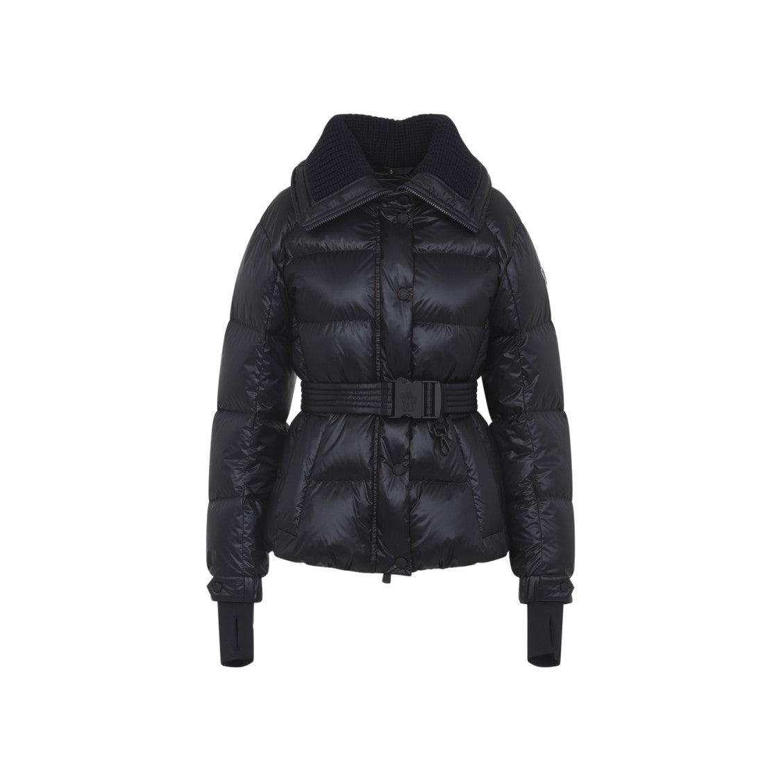 Moncler Grenoble Down Insulated Coat With Belted Waist And Glossy Finish