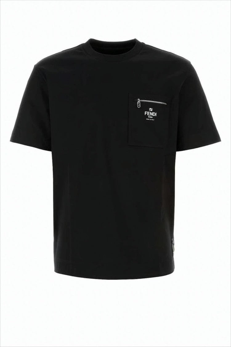 Fendi Boxy Fit Cropped T-Shirt With Zippered Pocket