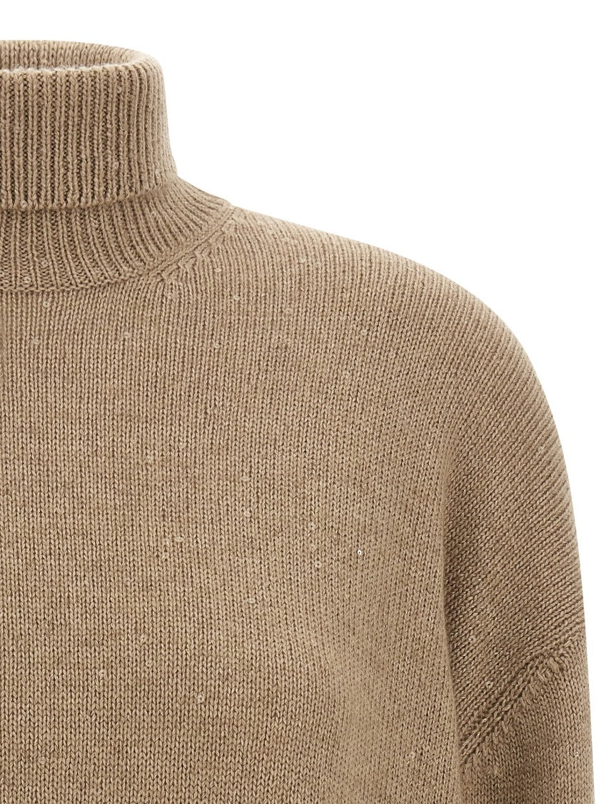 Brunello Cucinelli Cashmere-Silk Sweater With All-Over Sequin Appliqué