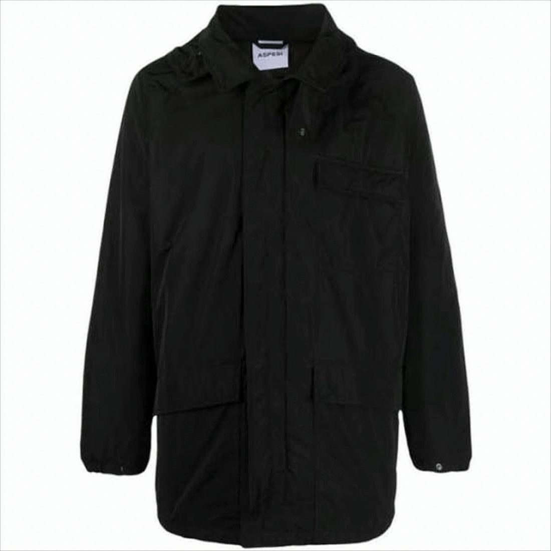 Aspesi Black Zip-Up Jacket With High Collar