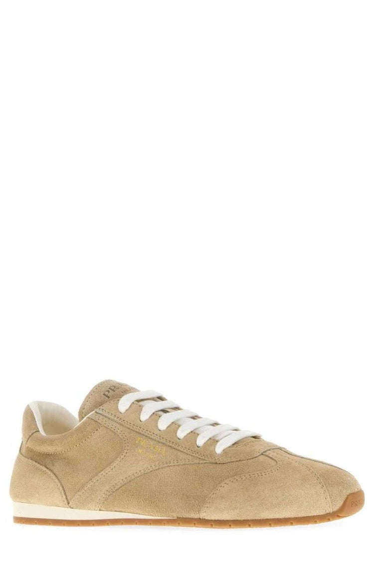 Prada Rounded Toe Brown Flats With Low-Profile Sole