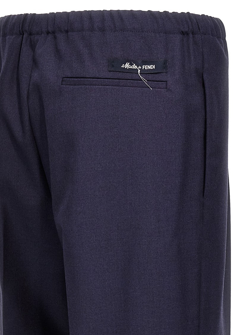 Fendi Black Wool Trousers With Elastic Waistband