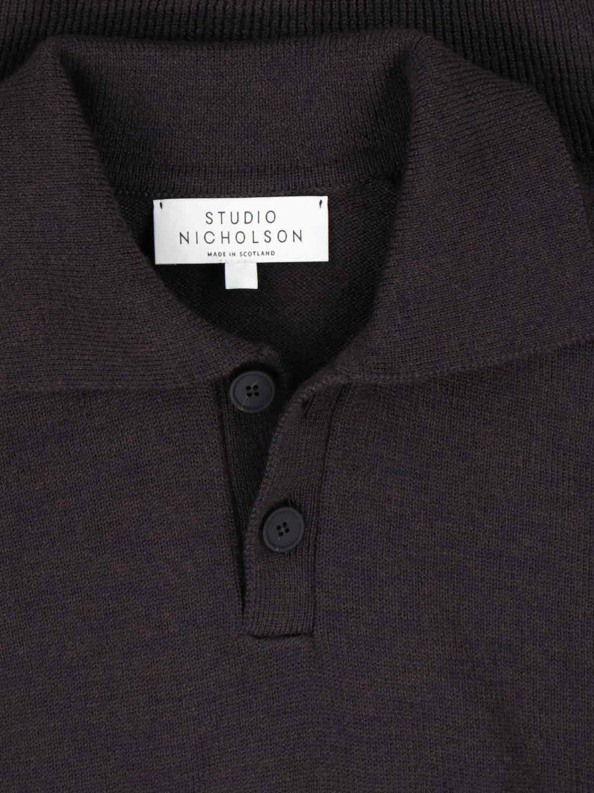 Studio Nicholson Classic Brown Knit Sweater With Ribbed Cuffs And Hem