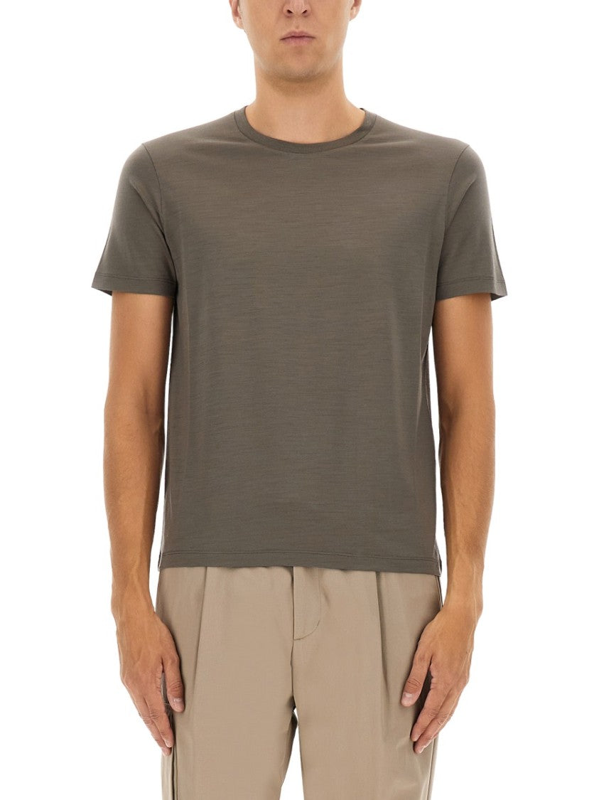 Herno Fine-Knit Brown Wool T-Shirt