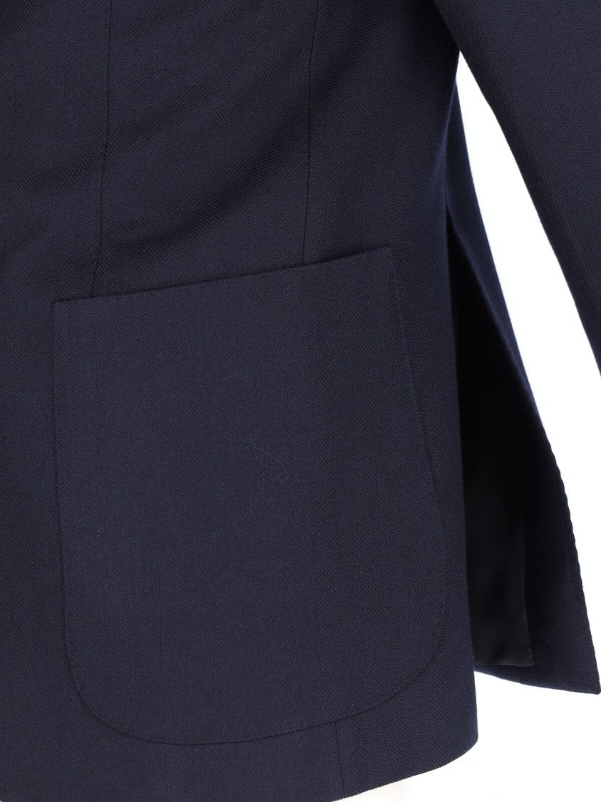 Caruso Tailored Herringbone Jacket With Notched Lapel