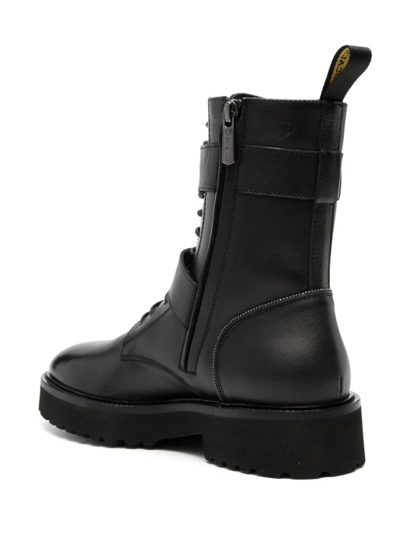 Doucal's Buckled Lace-Up Leather Boots
