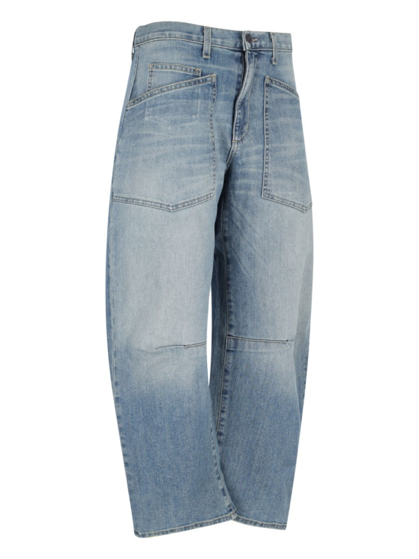 Nili Lotan "Shon" Curved Jeans – Light Blue