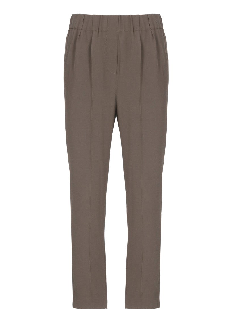 Brunello Cucinelli Brown Silk Blend Pants