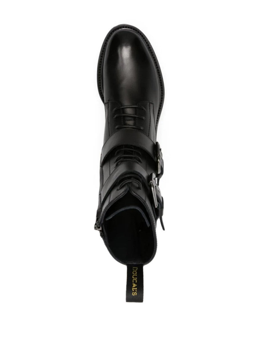 Doucal's Buckled Lace-Up Leather Boots