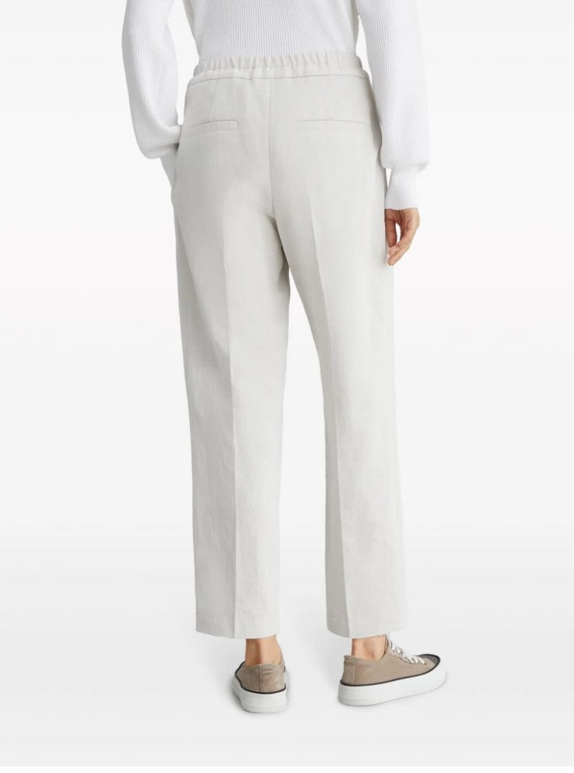 Brunello Cucinelli White Cotton/Linen Blend Pants