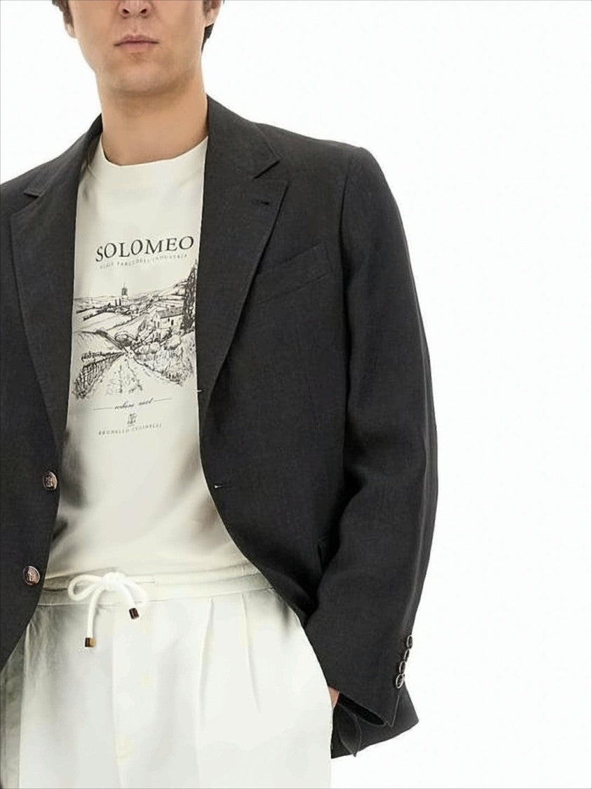 Brunello Cucinelli Black Linen Suit Jacket