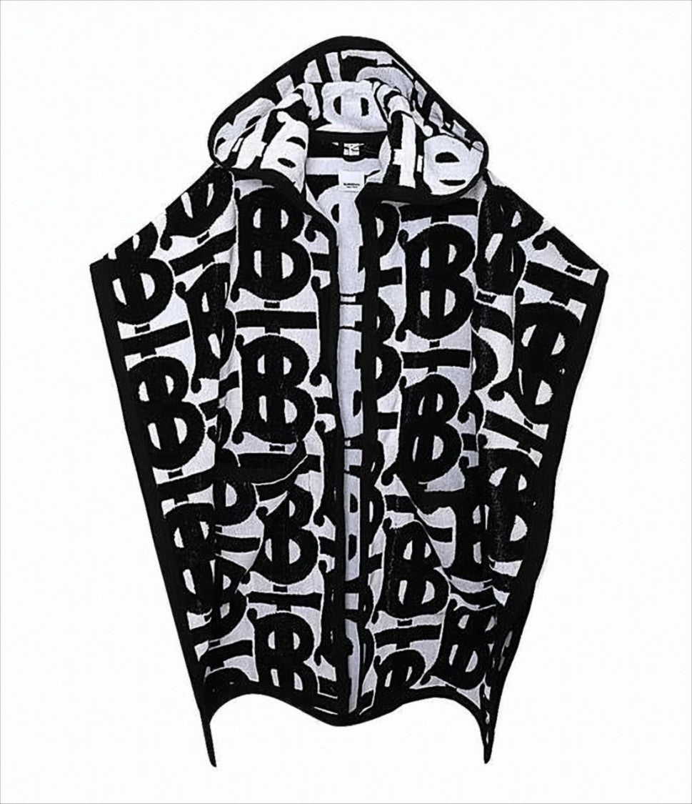 Burberry Graphic Patterned Cape With Hood And Trim