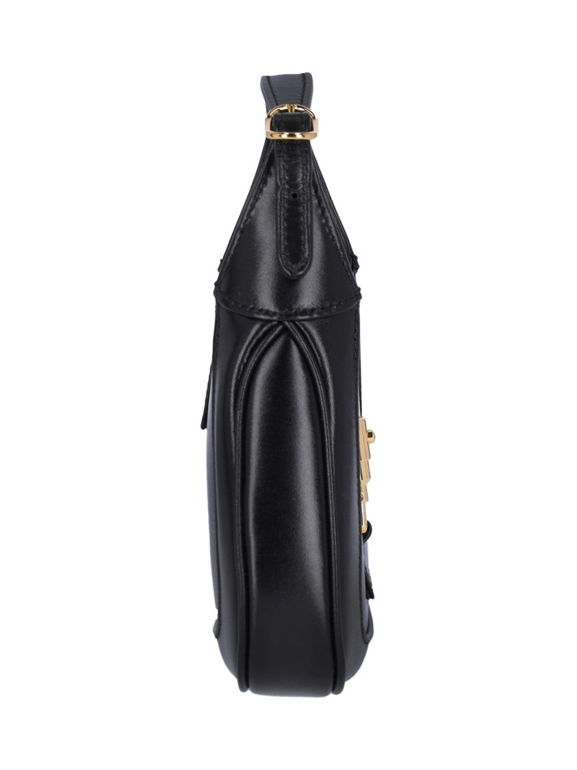 Gucci Mini Handbag With Gold Metal Closure And Adjustable Handle
