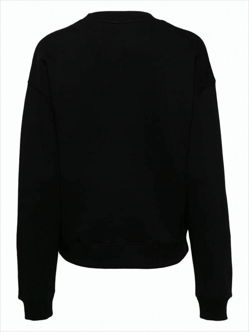 Maison Kitsuné Cropped Black Long-Sleeved Cotton Sweatshirt With Subtle Logo