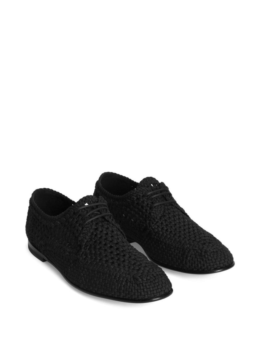 Dolce & Gabbana Woven Design Lace-Up Shoes With Stacked Heel