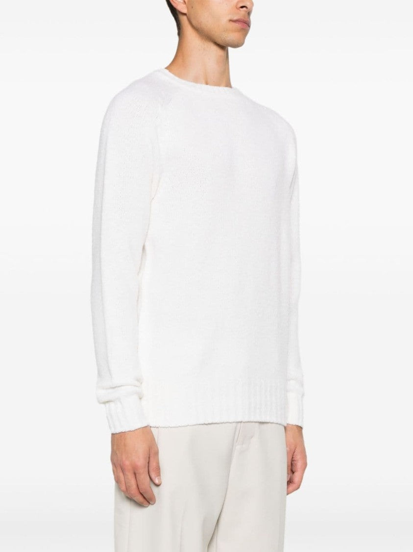 Drumohr White Long Sleeve Crew Neck Sweater