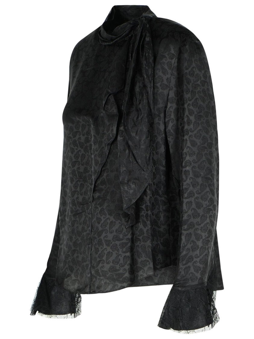 Isabel Marant Raphaella Blouse In Silk And Black Viscose